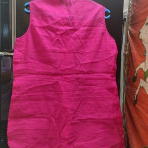 Plain Pink Sleeveless Kurta