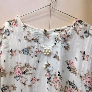 Floral White Printed Top (Women)