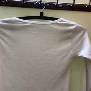 White Square Neck Top