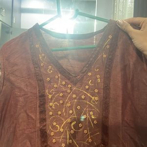 ❤️ Women M Size Brown Kurti Sleevless