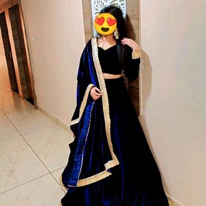 Velvet Fully Stitchd Lehnga Choli With Dupata