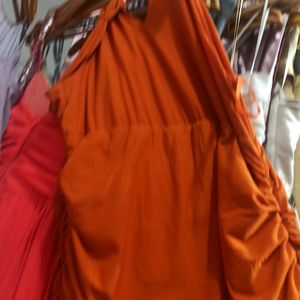 Orange Rhinestone Party Long Dress