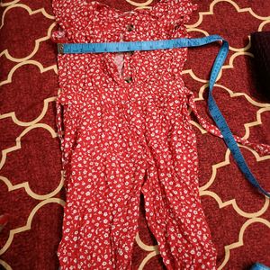 H&M Pretty Red Flower Print Jumpsuit For Girls