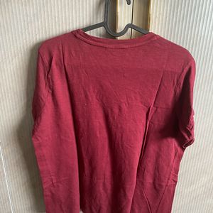 Roadster Maroon Color Loose Fit Tshirt