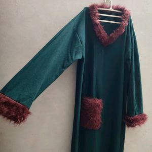 Green Full Sleeve Night Wear For Women