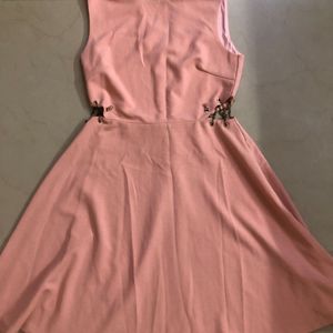 Peach Dress With Golden Chain Detailing