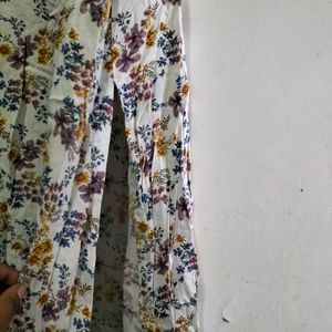 White With Floral Print Dress (Women's)