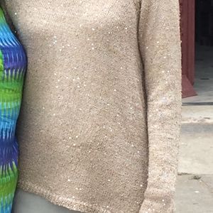 Glitter Gold Sequins Sweater Blouse