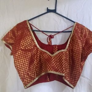 BEAUTIFUL RED RUST AND GOLD COLOUR BLOUSE