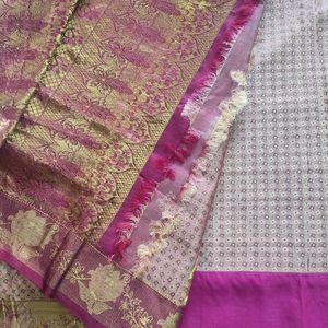 Beige With Maroon Korvai Kanchipuram Saree