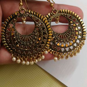 Peacock Like Earring And Round Shape Earrings