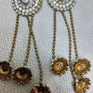 Drop Earrings With Pearl And Gold Finish