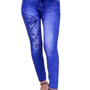 Stylish Blue Denim Self Design Jeans For Women