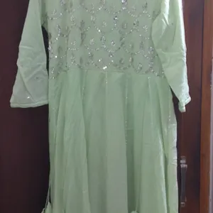 ISHIN Pista Green Anarkali size -S