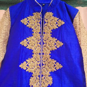 Royal Blue A Line Kurta With Lining