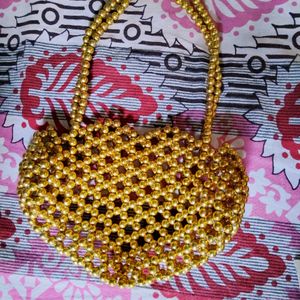 Golden Pearls/Beads Handmade Purse