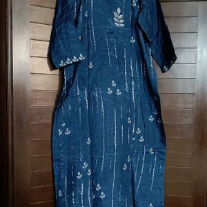 Women Blue Viscose Rayon Printed MirrorSuit SetBlu