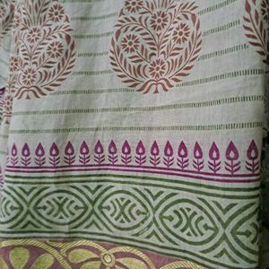 Pure Cotton Saree With Printed