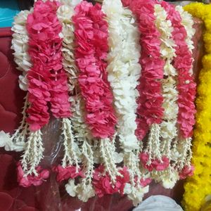 2 Strings of White/Pink Blossom Flowers