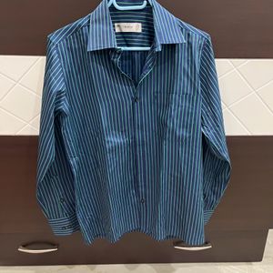 Blue Striped Full Sleeves Shirt