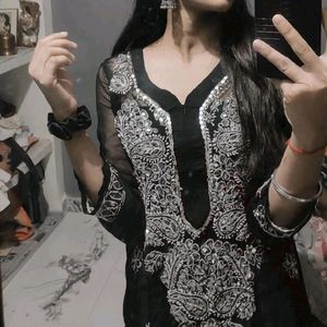 Chikankari Mirror Work Kurti Fo4 Festival