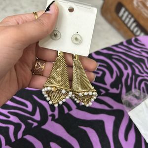 Golden Cone Shaped Earrings