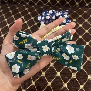 Floral Medium Size Hair Bow Pack Of 4