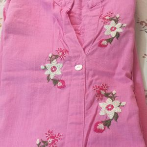 Pure Cotton Pink Kurta