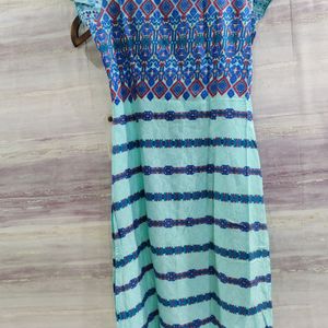 Blue Floral Printed Kurti