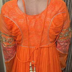 Orange Anarkali Set