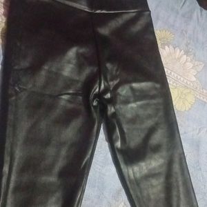 Black Leather Type Party Waer Pant