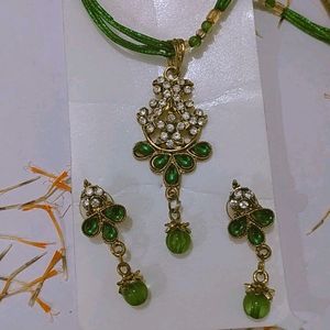 Green Colour Jewellery Set