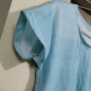 Ice Blue Strip T Shirt For Sale