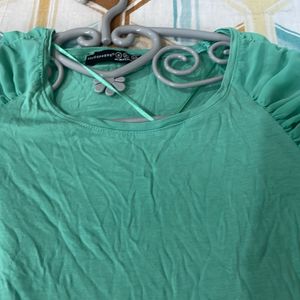 Sea Green Tshirt Wid Stylish Sleeves