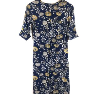 Navy Blue Printed Casual High&Low  Kurta (Women)