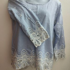 Sky Blue -Laced Top