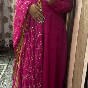 Pink Anarkali Suit With Duppta