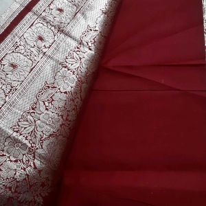 Maroon Silver Stone Saree