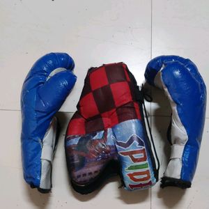 Boxing Gloves And Helmet For Kids