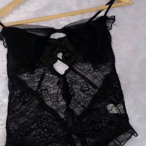 Black Lacy Intimate Wear Bodysuit