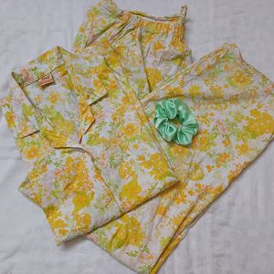 Set Of 3 Nightsuit With Scrunchie