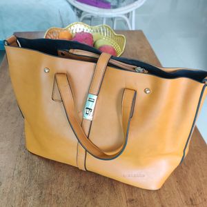 Mustard Brown Tote Bag By Giordano