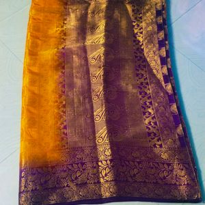 Multi colour pure Banaras silk saree