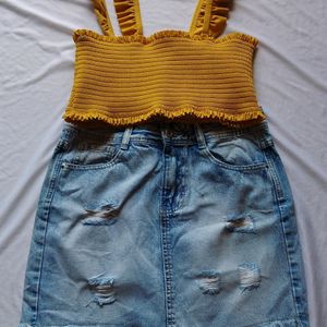 Blue Denim Mini Skirt