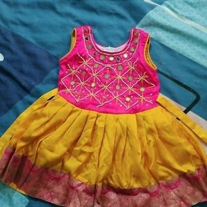 Pink and Yellow Soft But Grand Look Frock