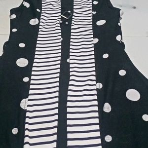 Women Fit And  Flare Blck&White Dress