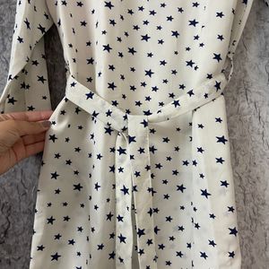 White Star Dress With Belt