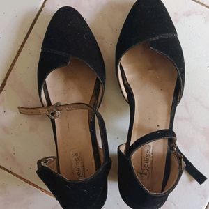 Black Pump Velvet Heels For Women