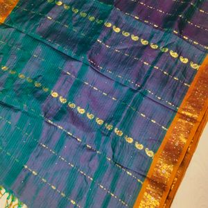 Multi  colour pure Gadwal saree