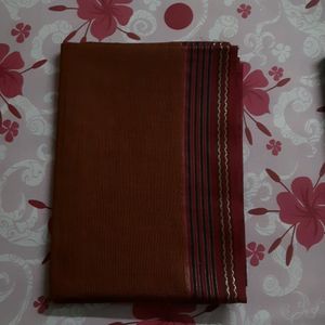 Brown Saree with Maroon Border